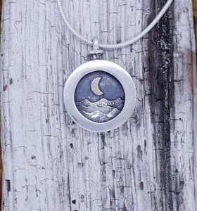 Moonlit Seas Pendant with 9 Carat Moon