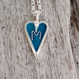 Personalised Mini Enamelled Heart in Sterling Silver (Example 2)