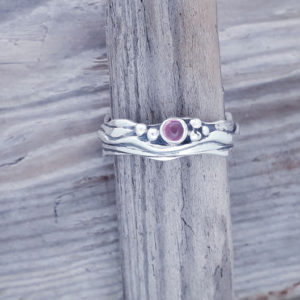 Tiny Wave Ring with Pink Tourmaline