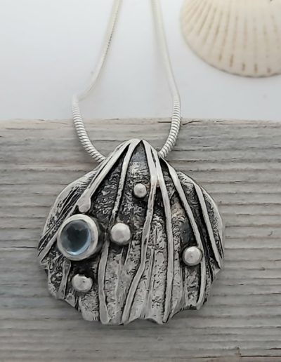 Cockle Shell Pendant with Topaz - One of a Kind