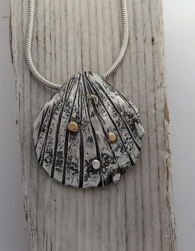 Cockle Shell Pendant with Gold Detail - One of a Kind