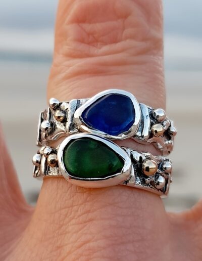 sea glass limpet shell ring